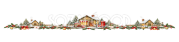 雪の郵便局クリスマスラインイラスト｜無料・水彩絵本タッチ96067