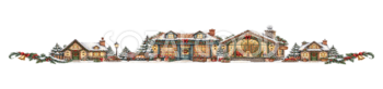 クリスマスの本屋ラインイラスト｜無料・水彩絵本タッチ96068