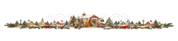 クリスマスのリース屋ラインイラスト｜無料・水彩絵本タッチ96069
