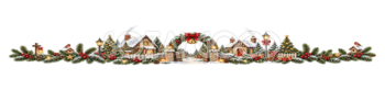 クリスマス村の入口と門のラインイラスト｜無料・水彩絵本タッチ96079