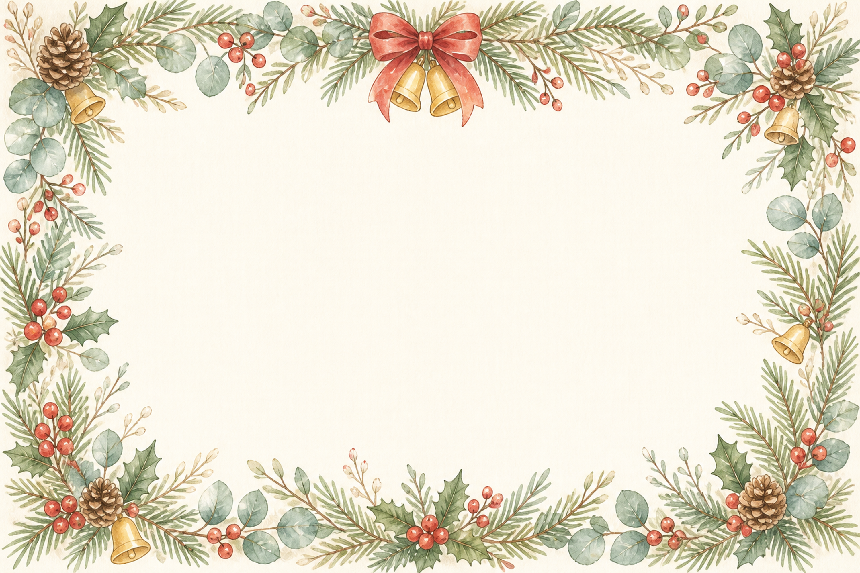 絵本タッチの北欧ボタニカルクリスマスカードイラスト｜無料素材96162に写真・文字を入れる