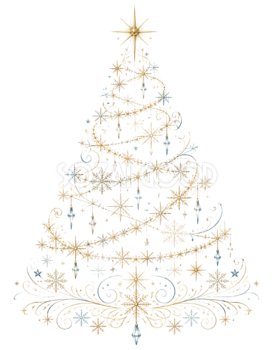 星と雪の結晶クリスマスツリーイラスト｜無料素材96168