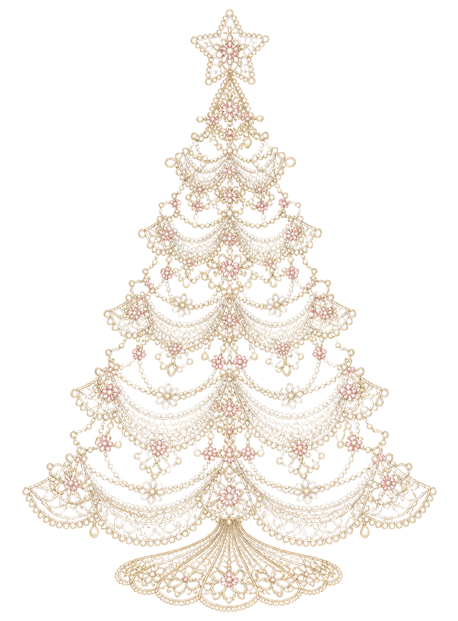 真珠とレースのクリスマスツリーイラスト｜無料素材96171に写真・文字を入れる