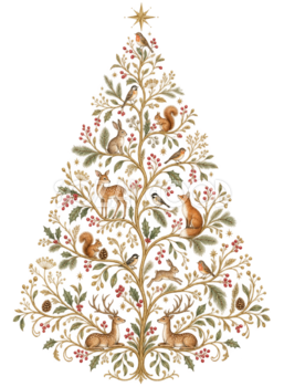 森の動物のクリスマスツリーイラスト｜無料素材96177