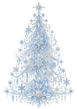氷と雪の結晶のクリスマスツリーイラスト｜無料素材96179