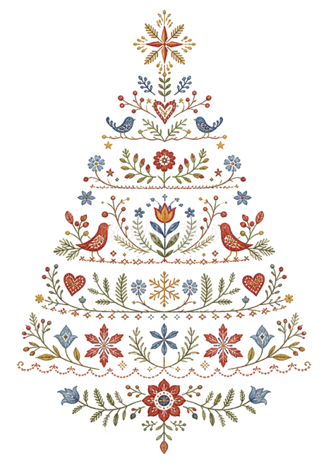 北欧模様のクリスマスツリーイラスト｜無料素材96180