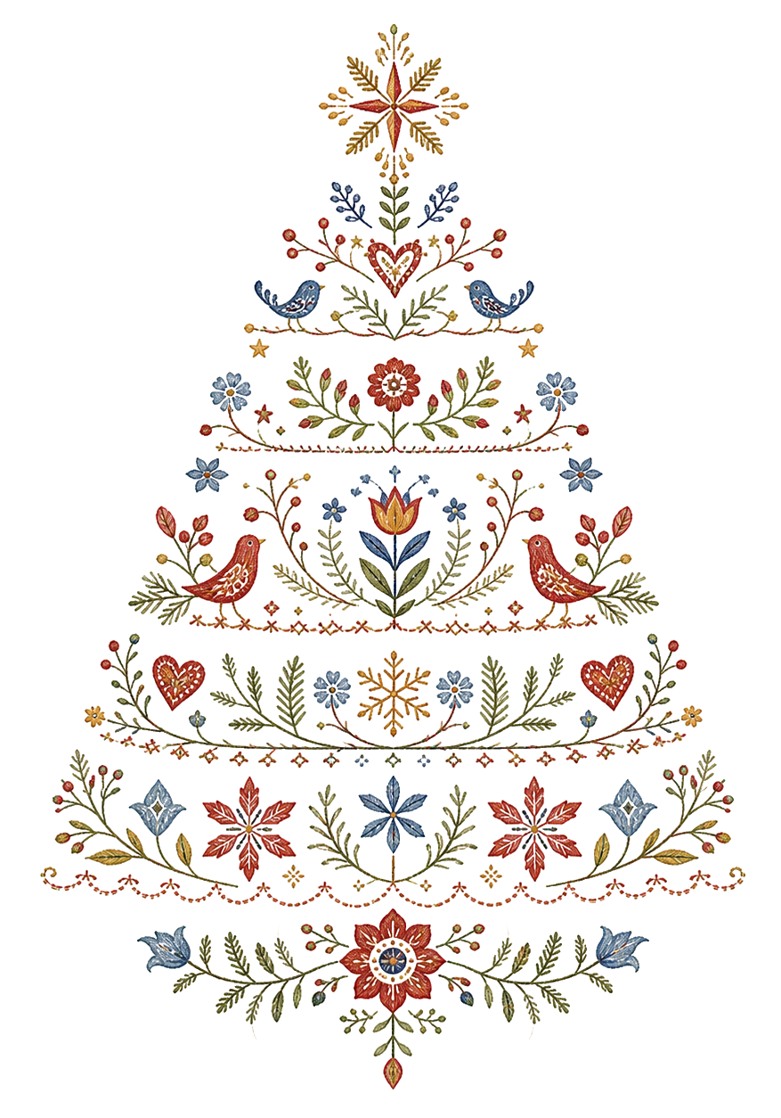 北欧模様のクリスマスツリーイラスト｜無料素材96180に写真・文字を入れる