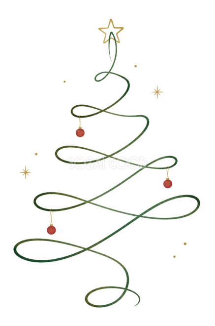 一筆書きのクリスマスツリーイラスト|無料素材96183