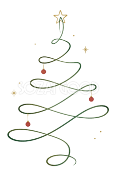 一筆書きのクリスマスツリーイラスト｜無料素材96183