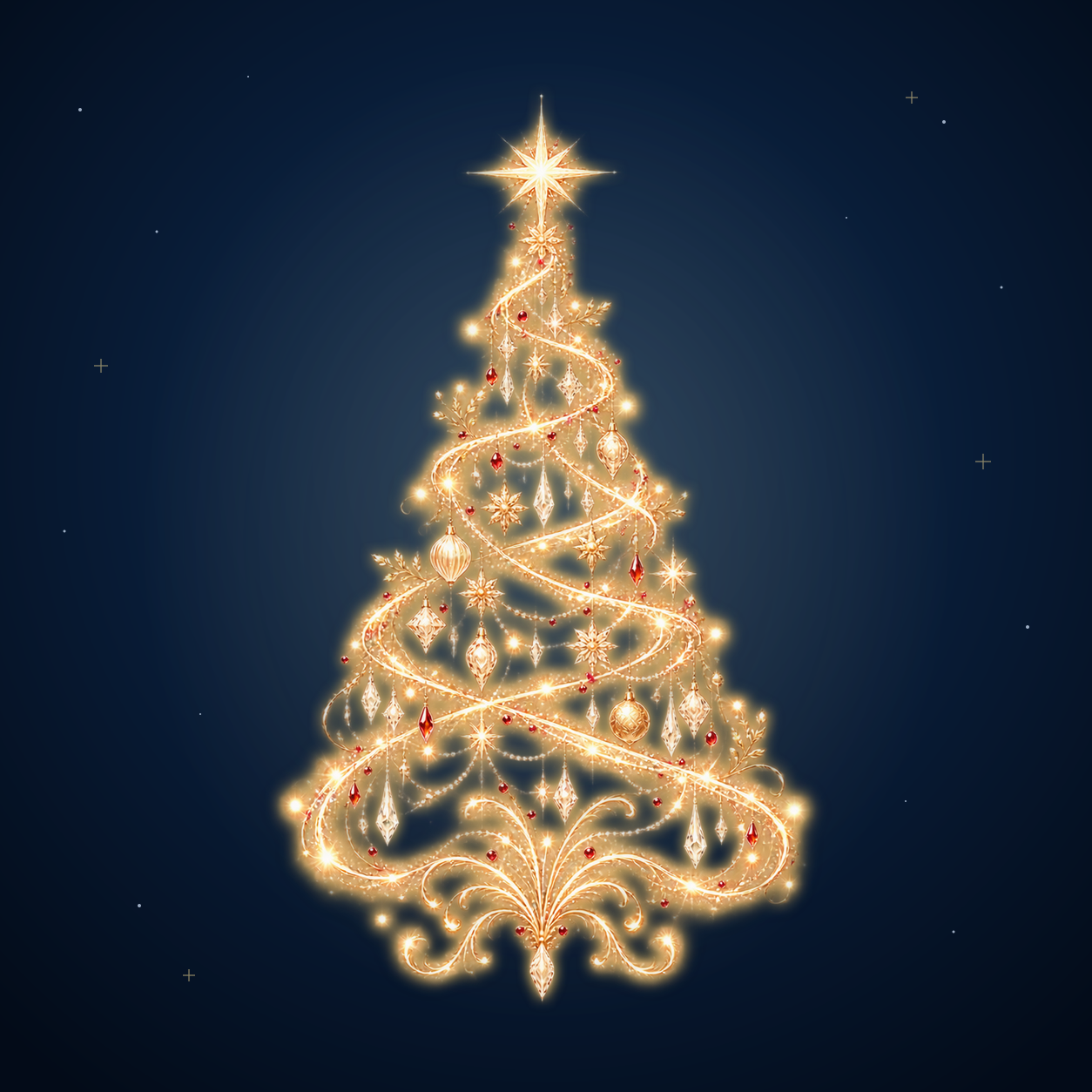 シャンパンゴールドに輝くクリスマスツリーイラスト｜無料素材96188に写真・文字を入れる
