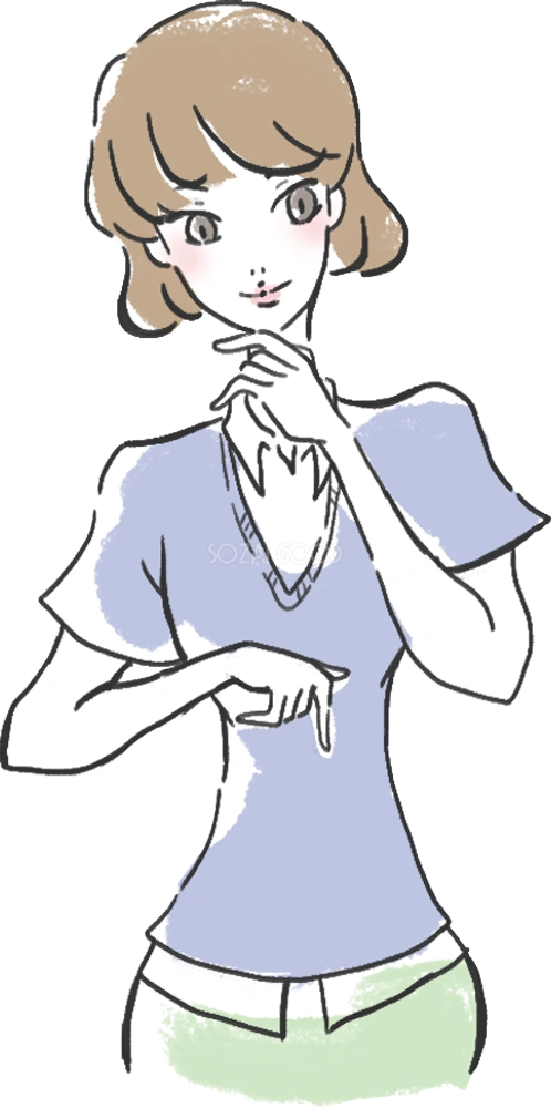 奇麗系の女性OLが下を指差し 人イラスト