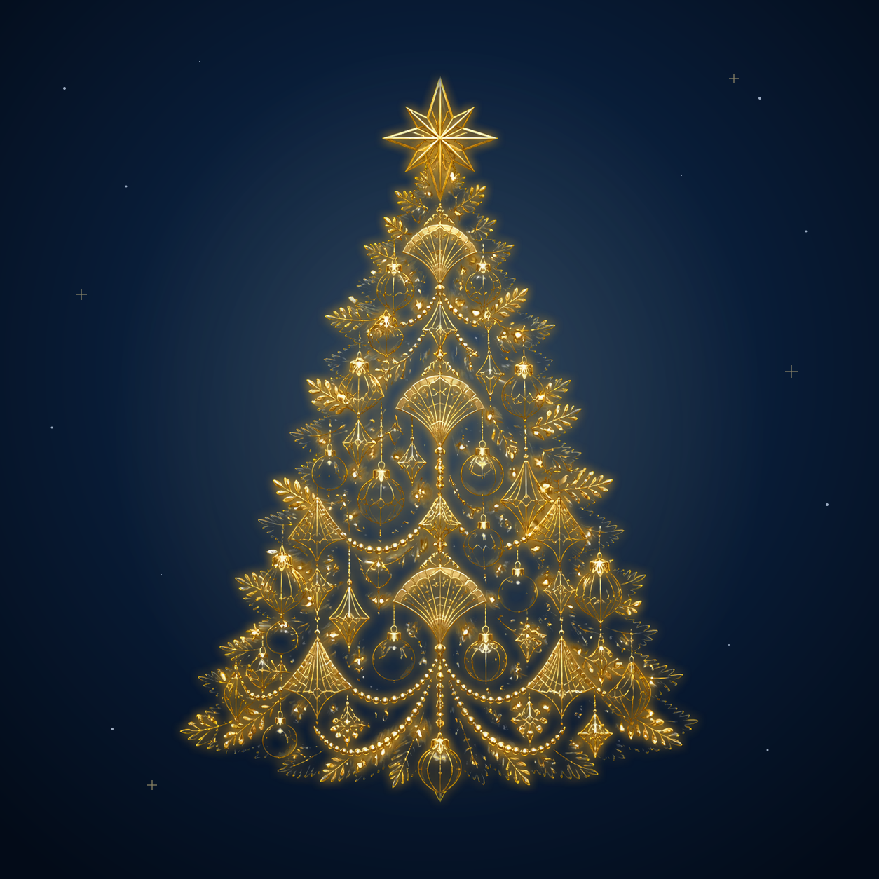 黒と金の幾何学模様クリスマスツリーイラスト｜無料素材96202に写真・文字を入れる