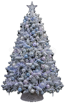 淡い青紫と氷の雪化粧クリスマスツリーイラスト｜無料素材96227