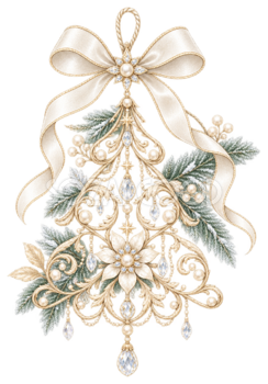 金細工のクリスマスツリー型オーナメントイラスト｜無料素材96267