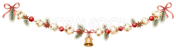 ポップコーンと赤い実のクリスマスガーランドイラスト｜水彩絵本タッチの無料素材96305