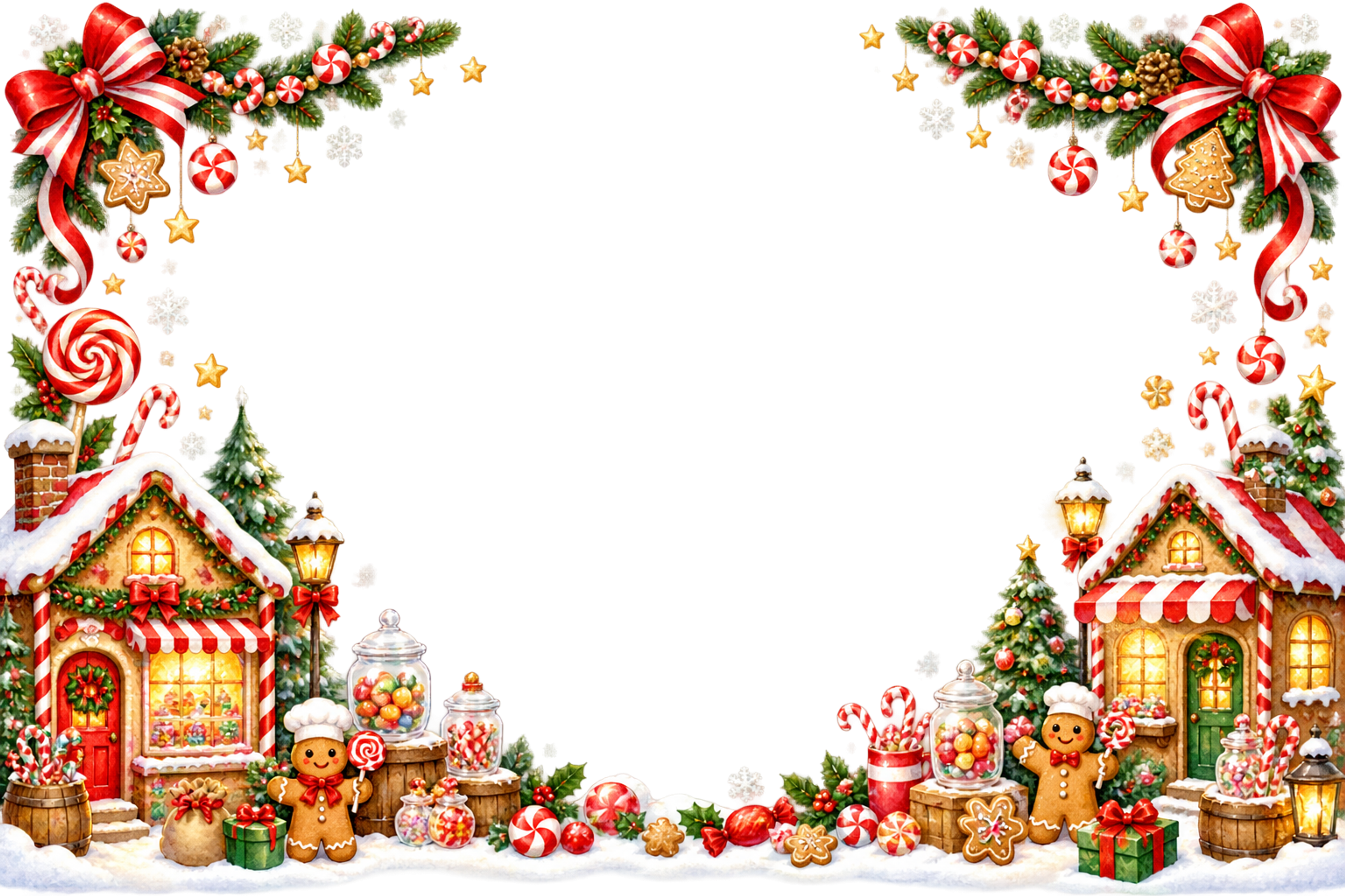 かわいいキャンディショップのクリスマスメッセージカード＆フレーム｜無料イラスト96385に写真・文字を入れる