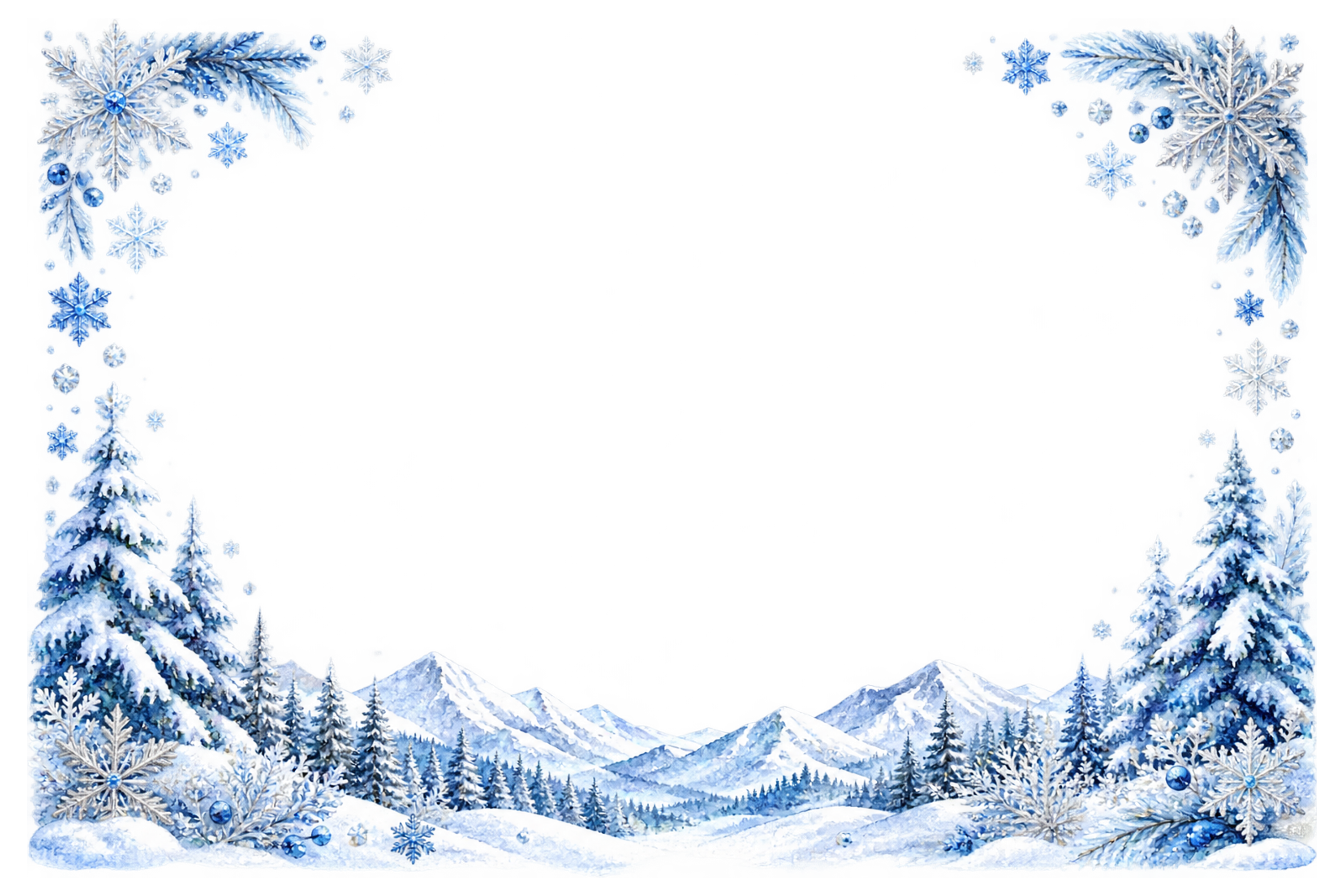 雪山ともみの木｜おしゃれなクリスマスメッセージカード・フレームイラスト96497に写真・文字を入れる