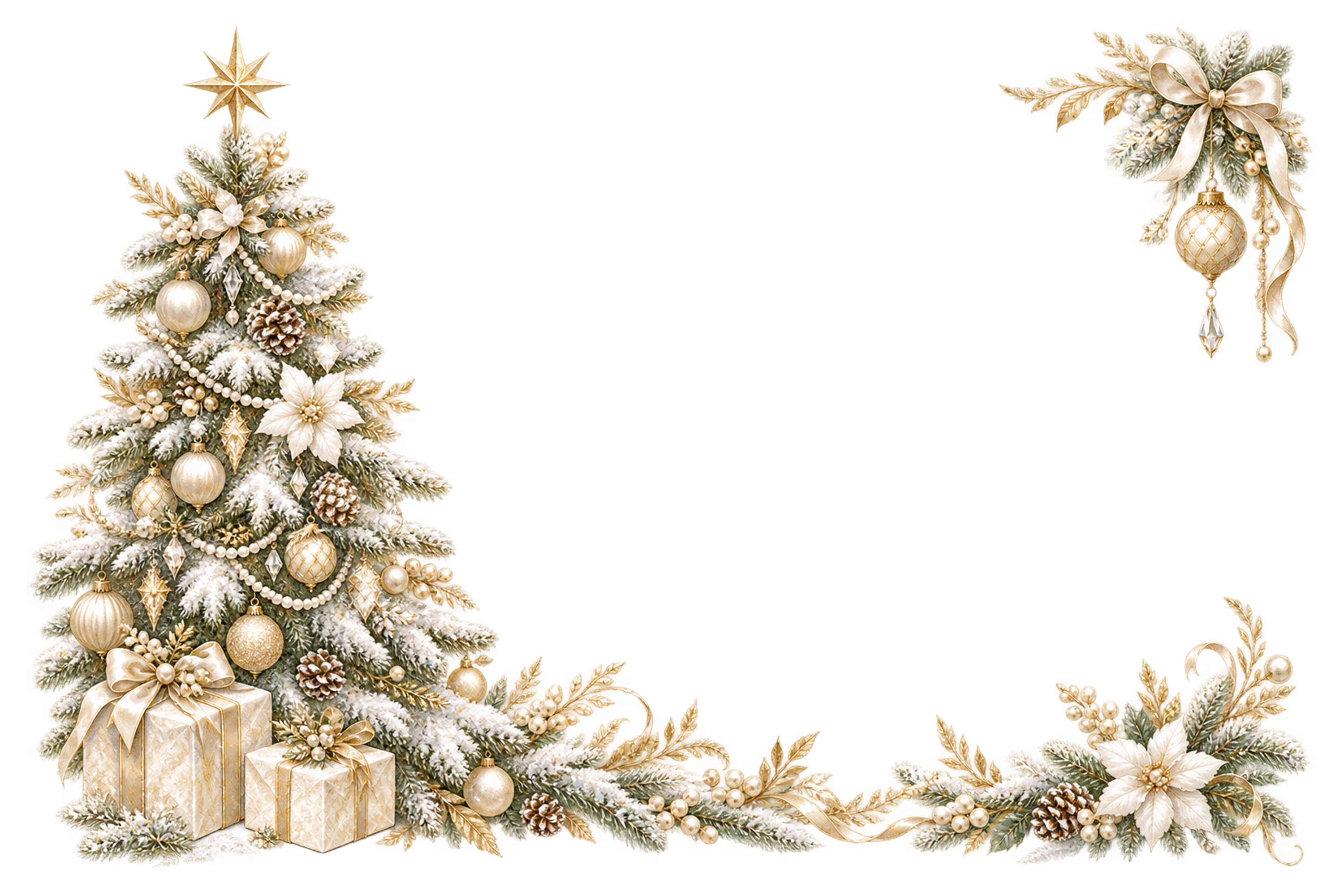 シャンパンゴールドのクリスマスツリー｜おしゃれなクリスマスメッセージカード・フレームイラスト96510に写真・文字を入れる