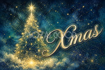 星座でできた青緑のツリー｜おしゃれなXmasメッセージカード・背景に飾れる無料イラスト96637
