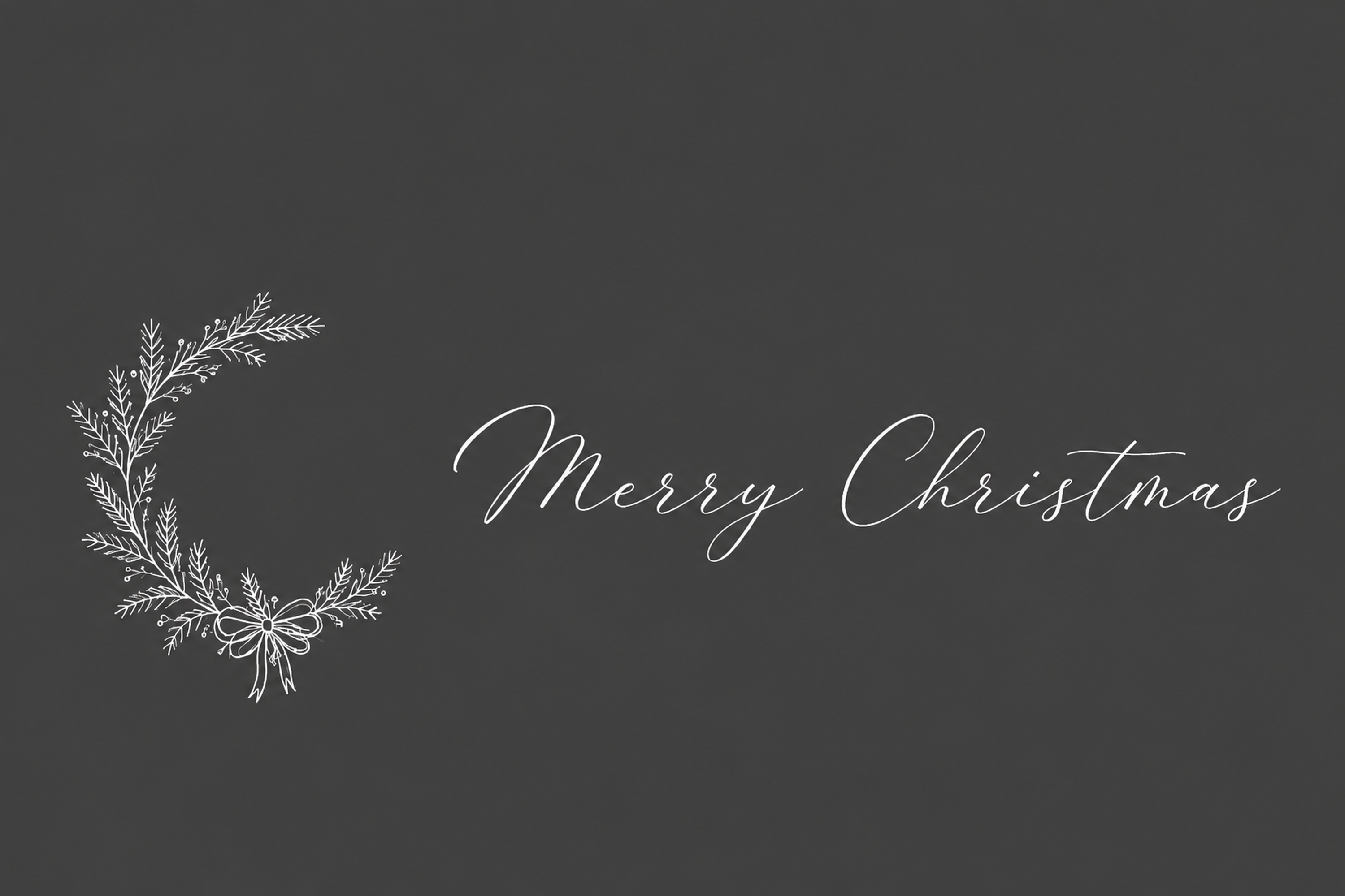 おしゃれな白い線画の三日月リースとクリスマスメッセージカードイラスト96694に写真・文字を入れる