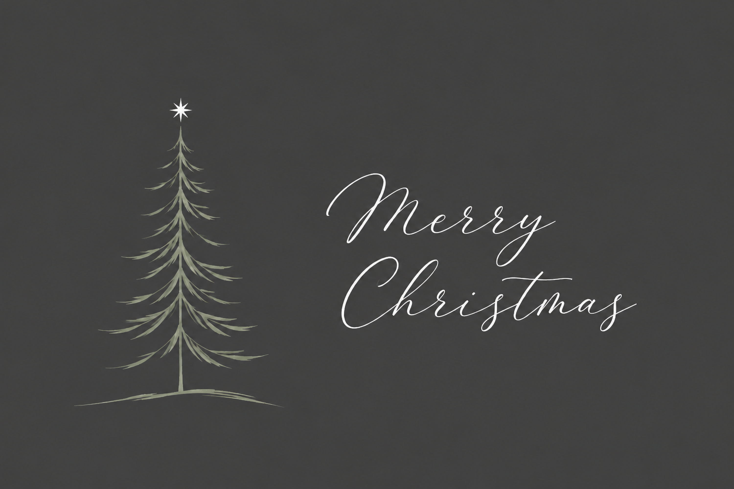 おしゃれな白い線画ツリーと英語文字のクリスマスメッセージカード96697に写真・文字を入れる