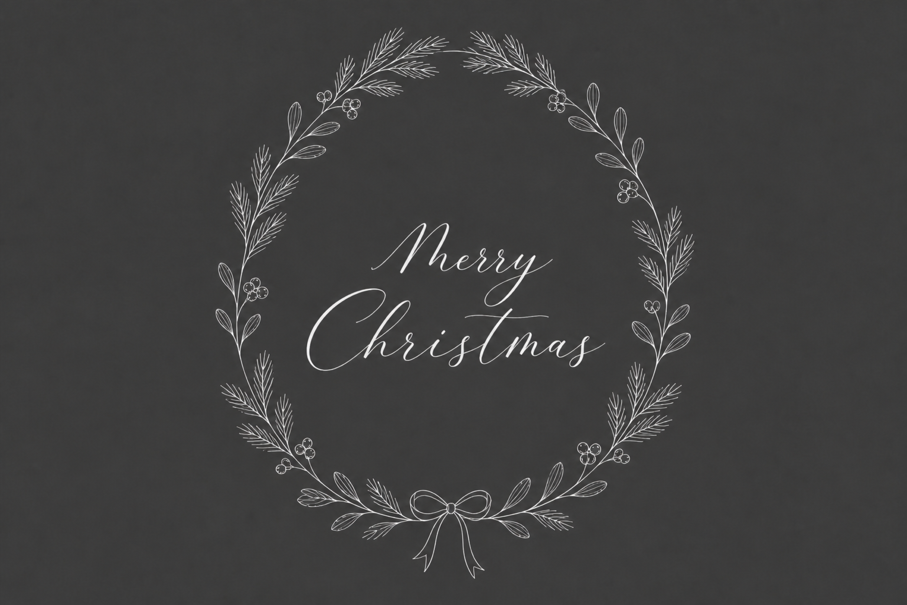 白線の楕円リースと英語文字のクリスマスメッセージカードイラスト96720に写真・文字を入れる