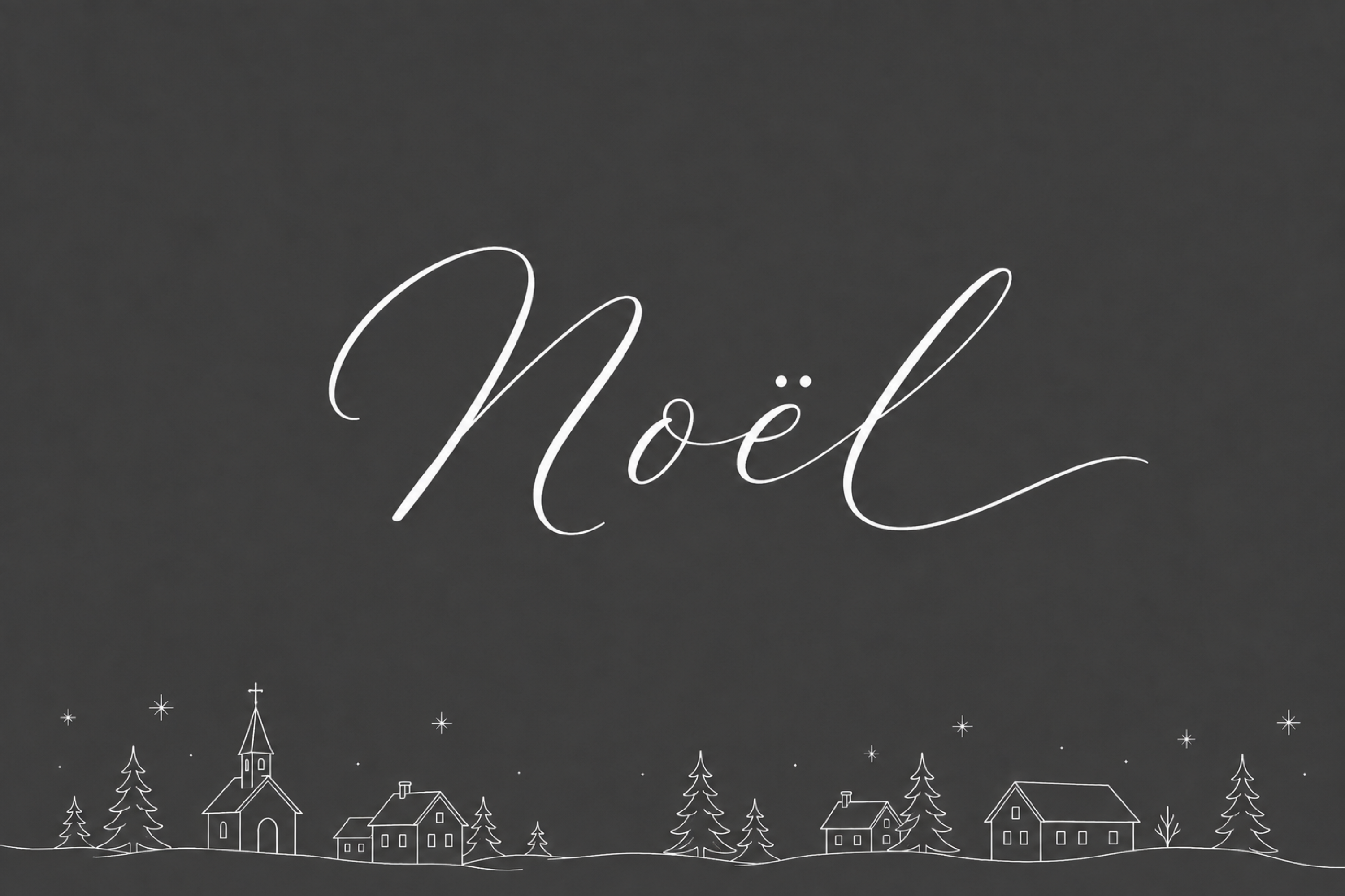白線の雪の街とNoëlのクリスマスメッセージカードイラスト96726に写真・文字を入れる