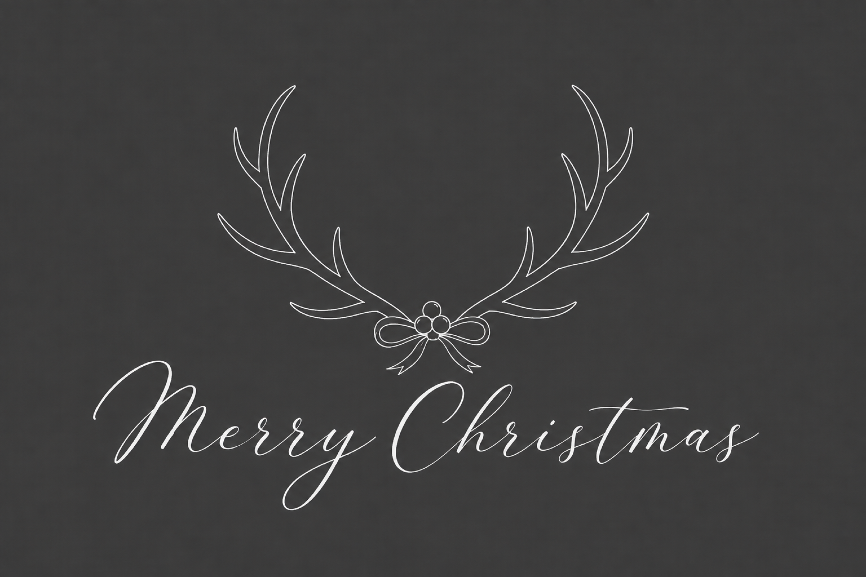 白線のトナカイの角と筆記体のクリスマスメッセージカードイラスト96727に写真・文字を入れる