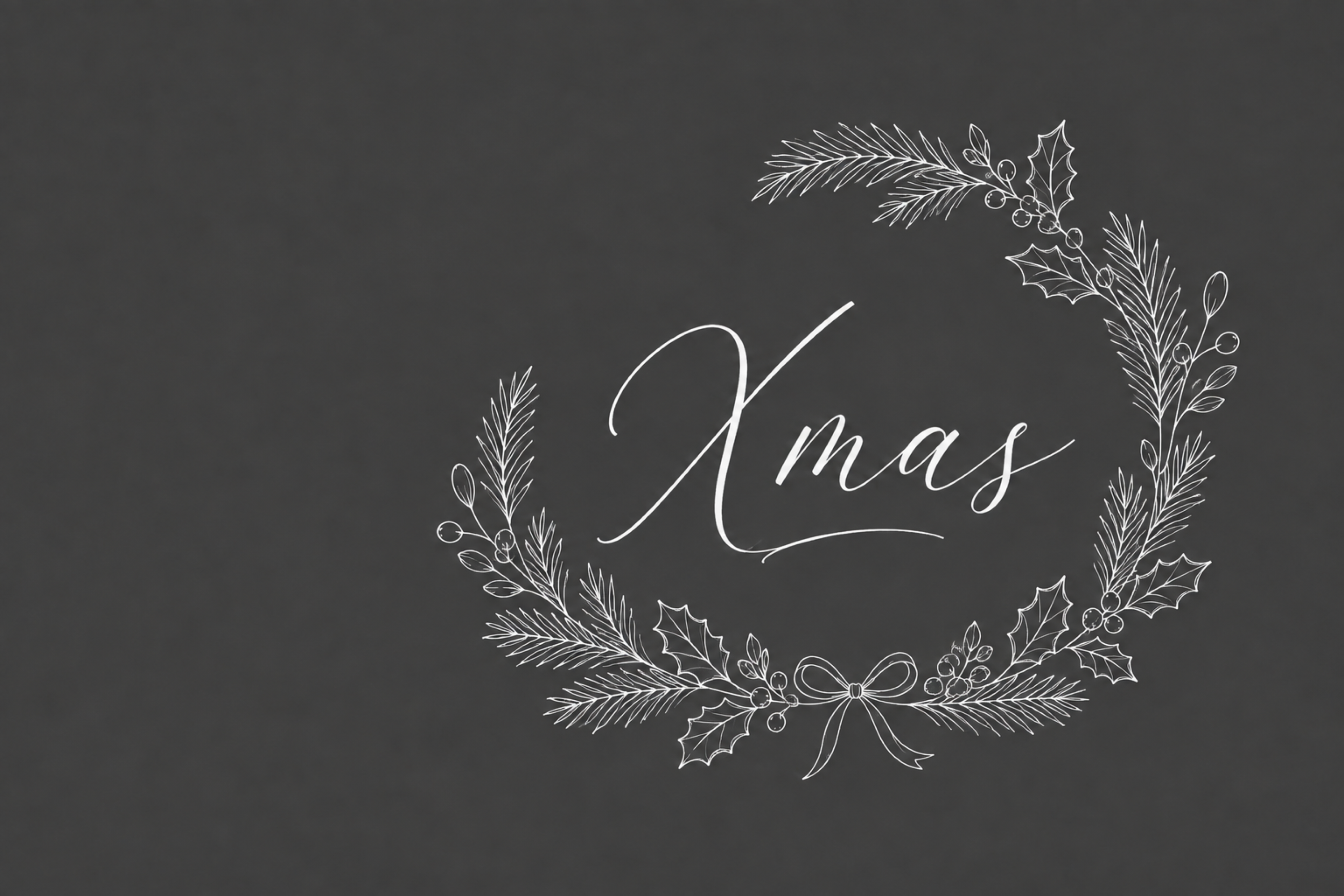 白線の円形リースとXmasのクリスマスメッセージカードイラスト96728に写真・文字を入れる