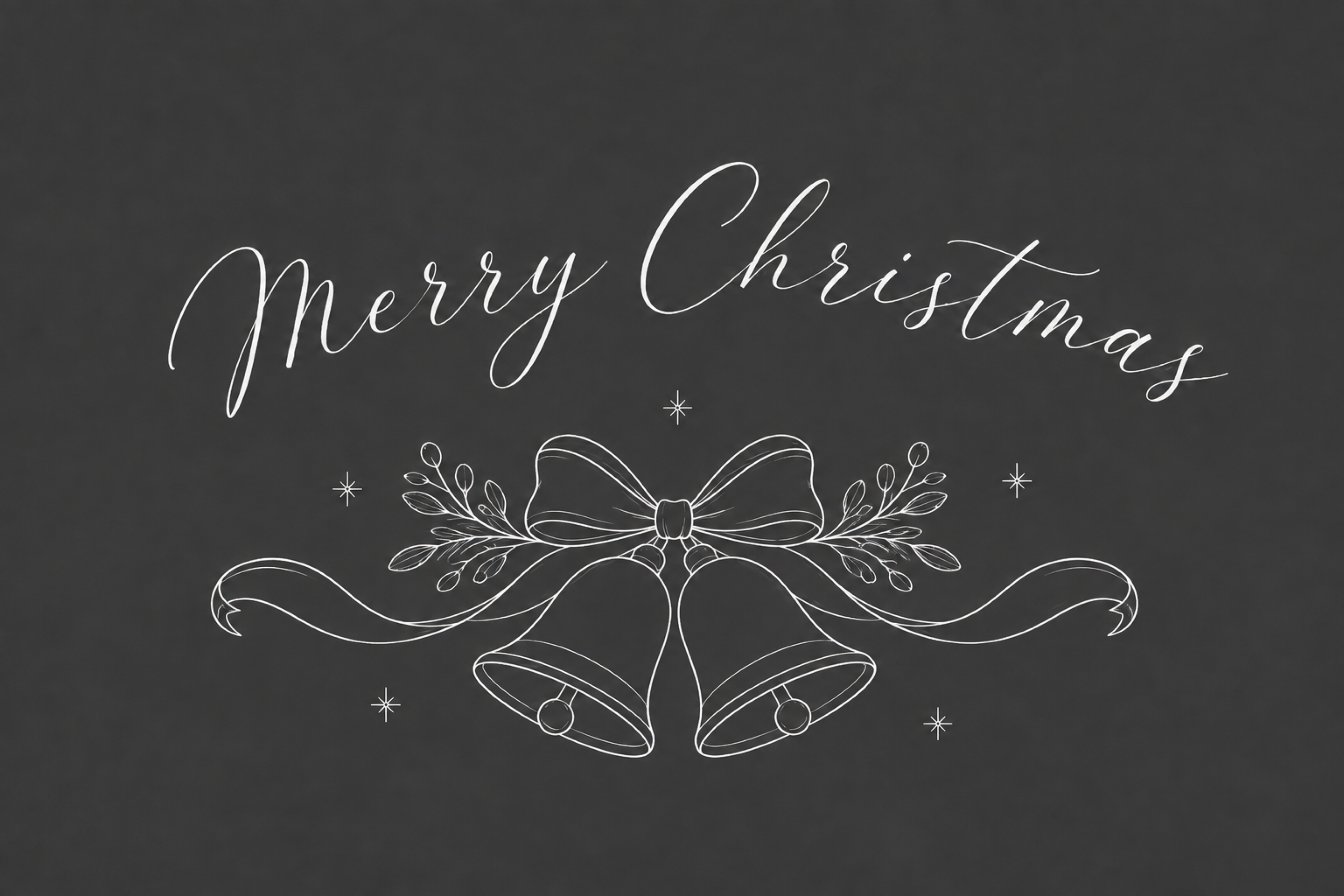 白線のベルとリボンのクリスマスメッセージカードイラスト96730に写真・文字を入れる
