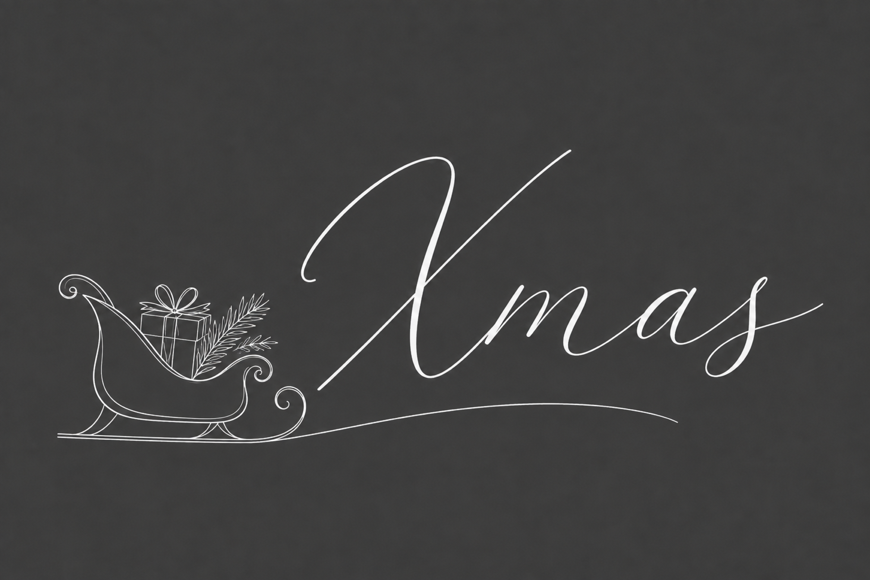 白線のそりと大きなXmasのクリスマスメッセージカードイラスト96731に写真・文字を入れる