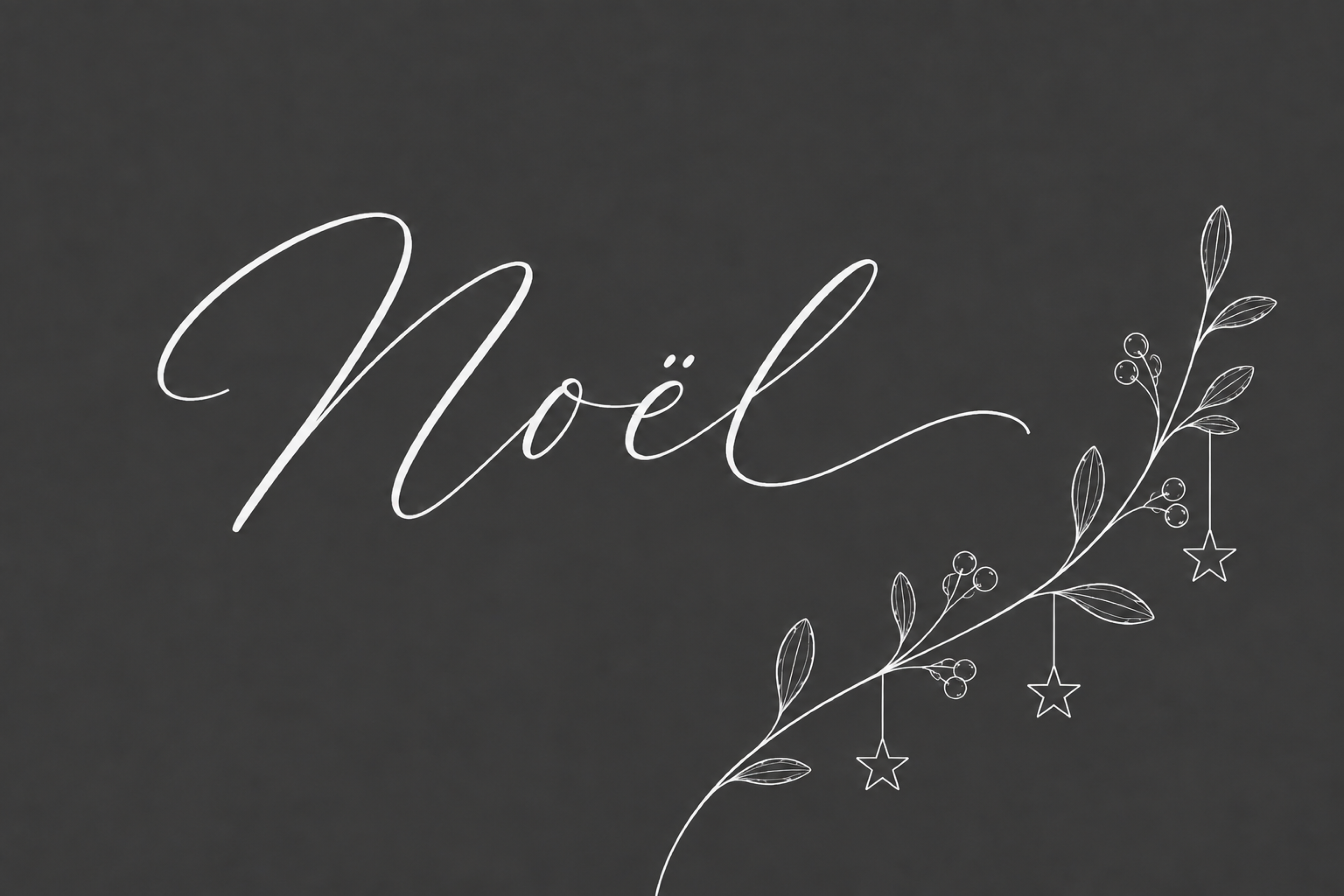 白線の星飾りとNoëlのクリスマスメッセージカードイラスト96732に写真・文字を入れる