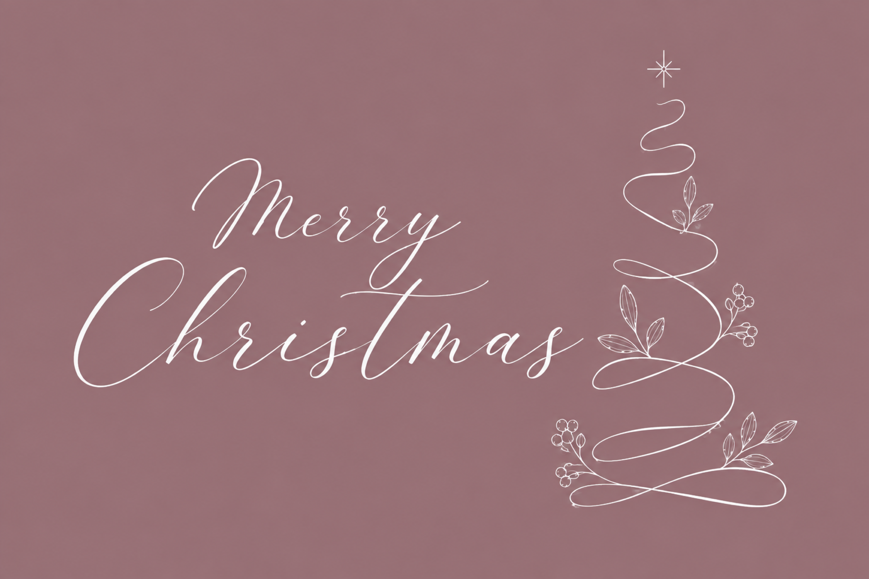 リボンツリーと白い筆記体のクリスマスメッセージカードイラスト｜無料素材96736に写真・文字を入れる