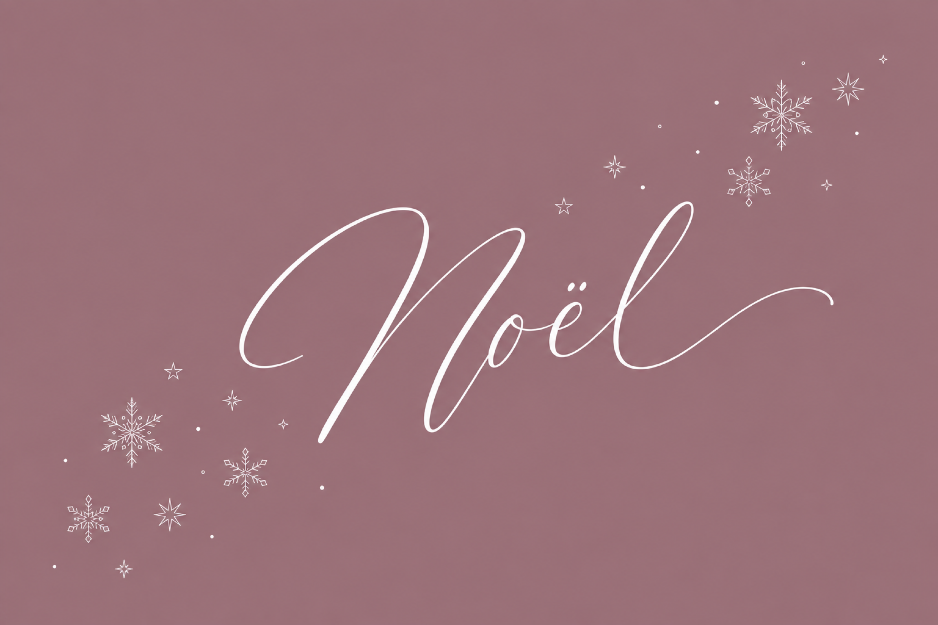 雪の結晶とNoëlのシンプルなクリスマスメッセージカードイラスト96743に写真・文字を入れる