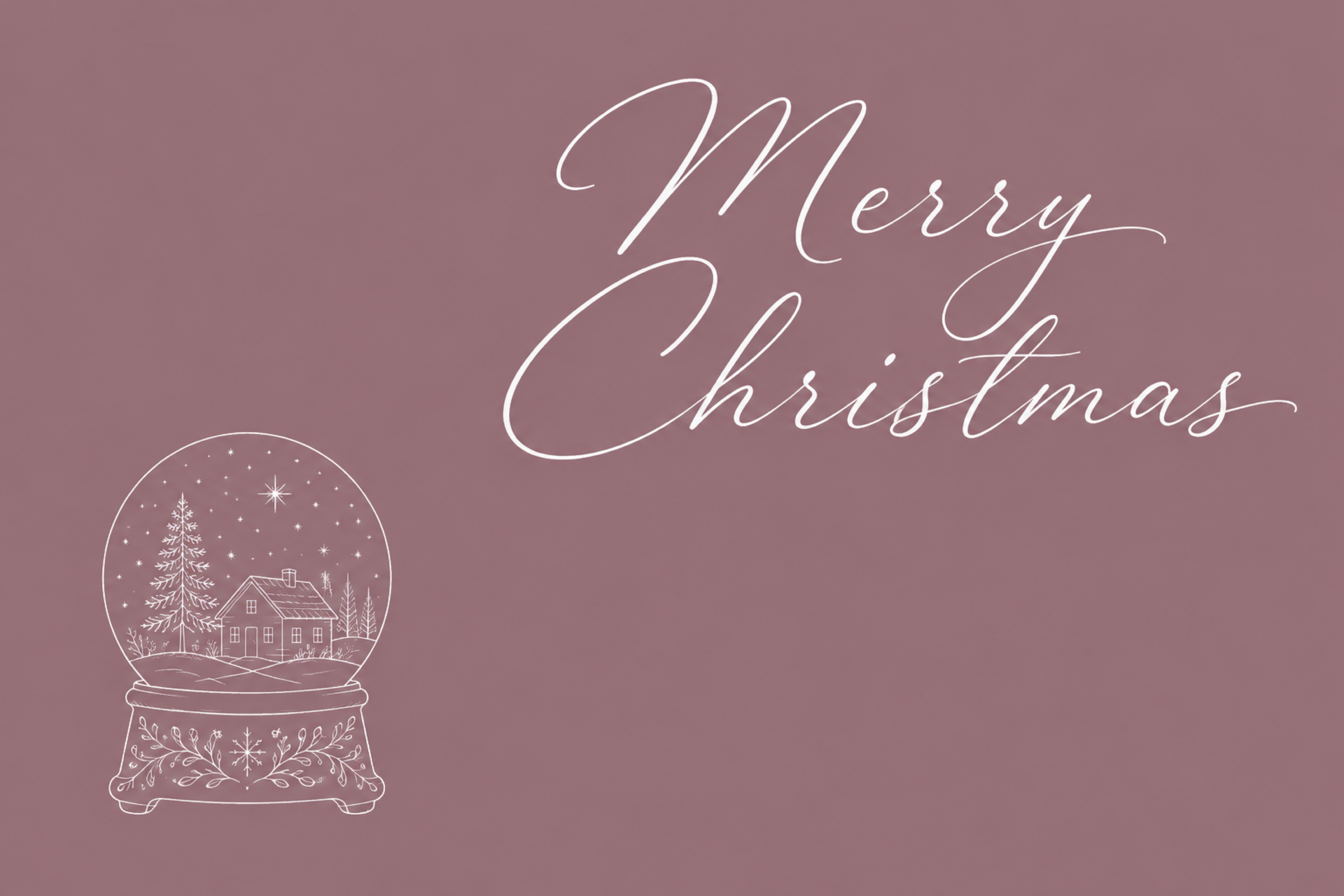 白線のスノードームと筆記体のクリスマスメッセージカードイラスト96745に写真・文字を入れる