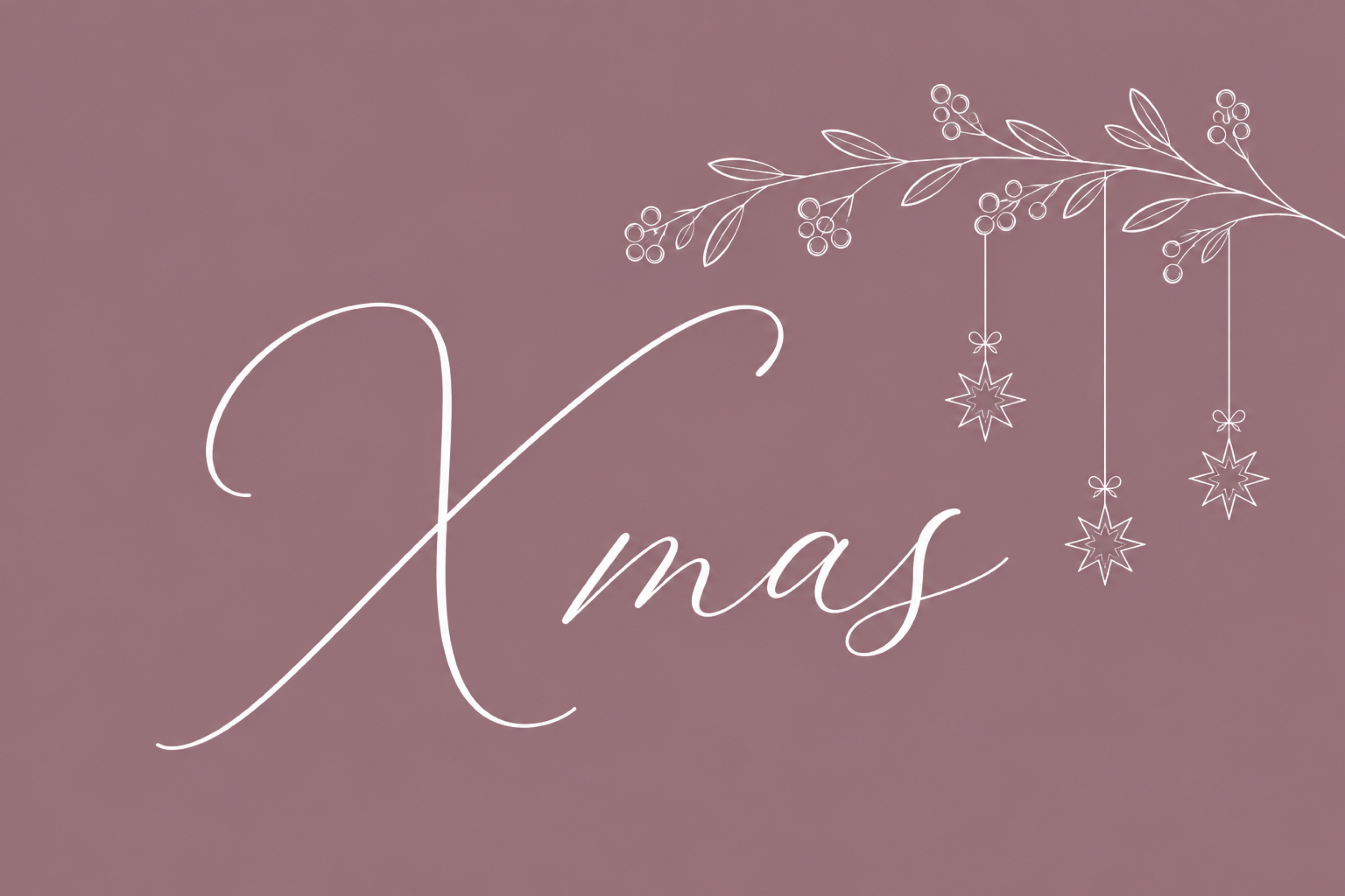 ベリーの枝と星飾りのXmasクリスマスメッセージカードイラスト96749に写真・文字を入れる