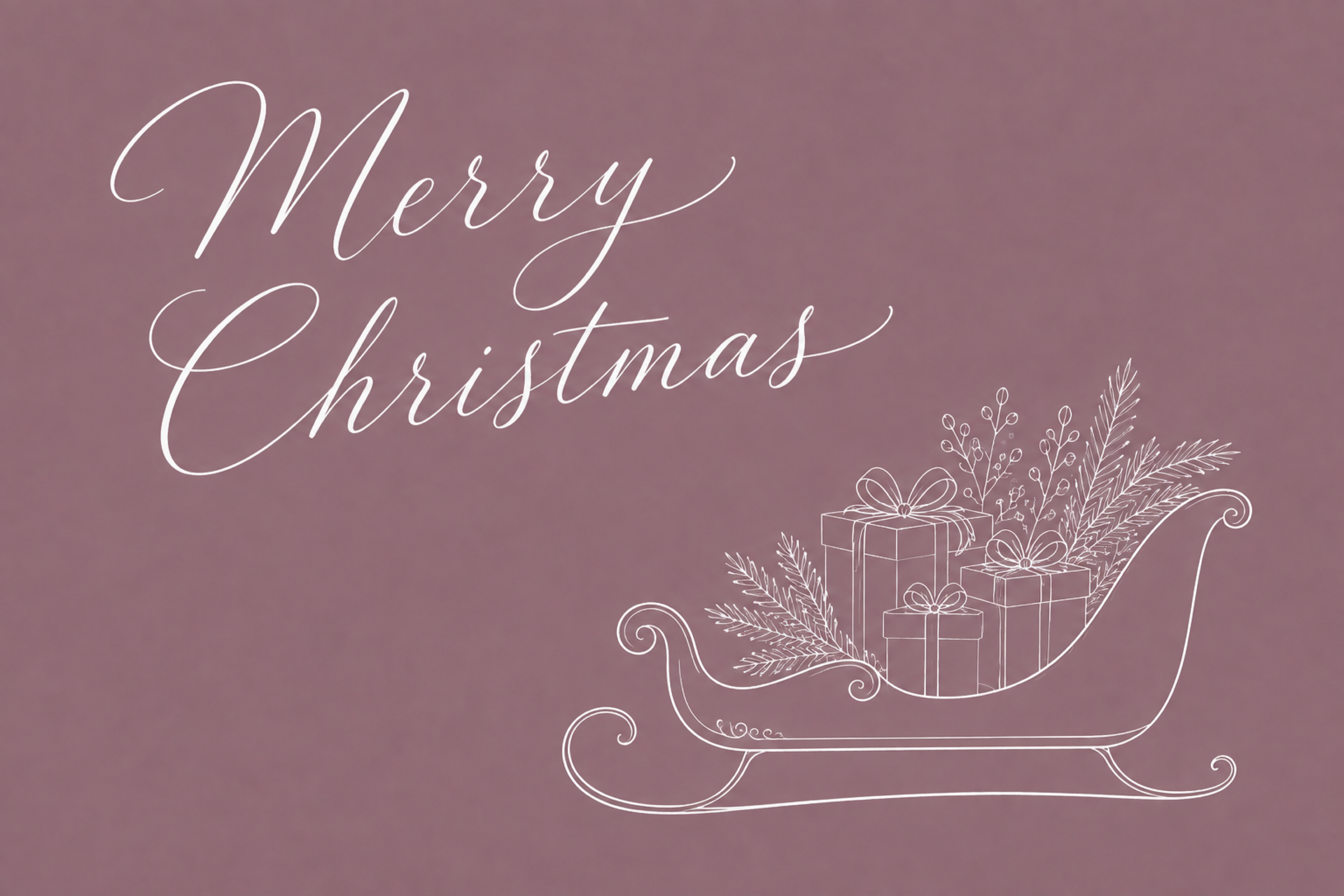 白線のそりとプレゼントのクリスマスメッセージカードイラスト96750に写真・文字を入れる