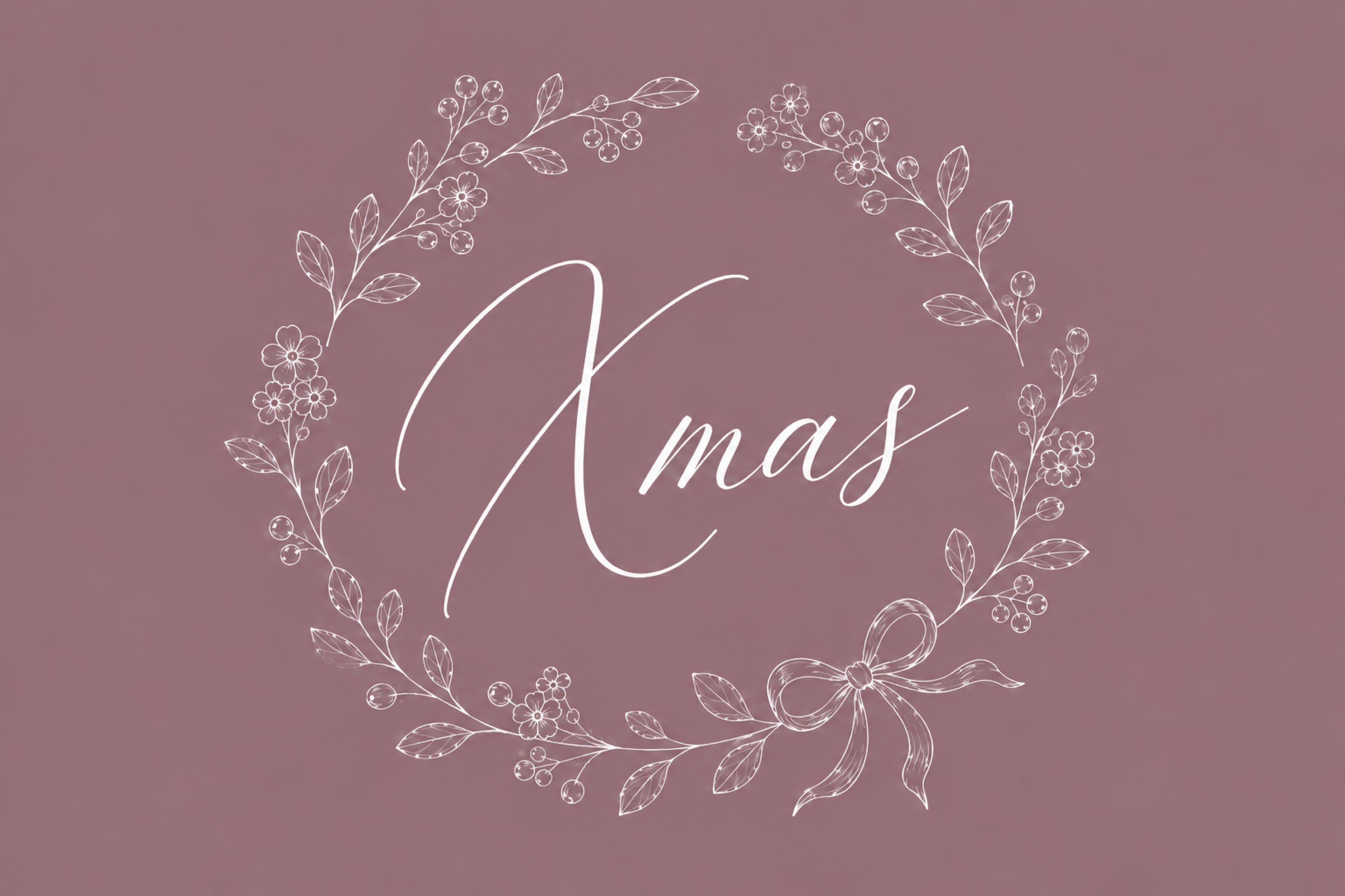 小花の丸いリースとXmasのクリスマスメッセージカードイラスト96752に写真・文字を入れる