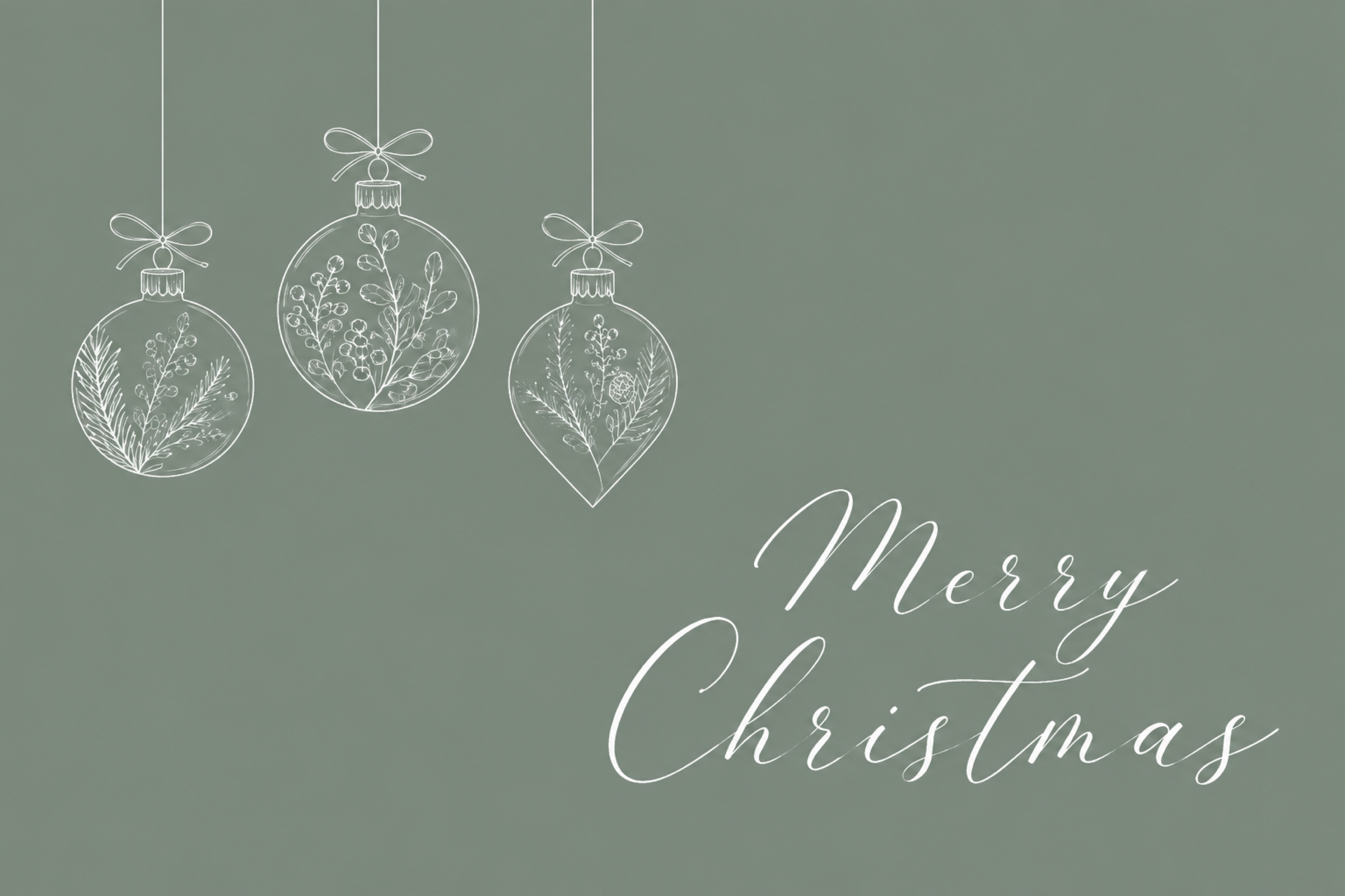 白線オーナメントと筆記体のクリスマスメッセージカードイラスト96759に写真・文字を入れる