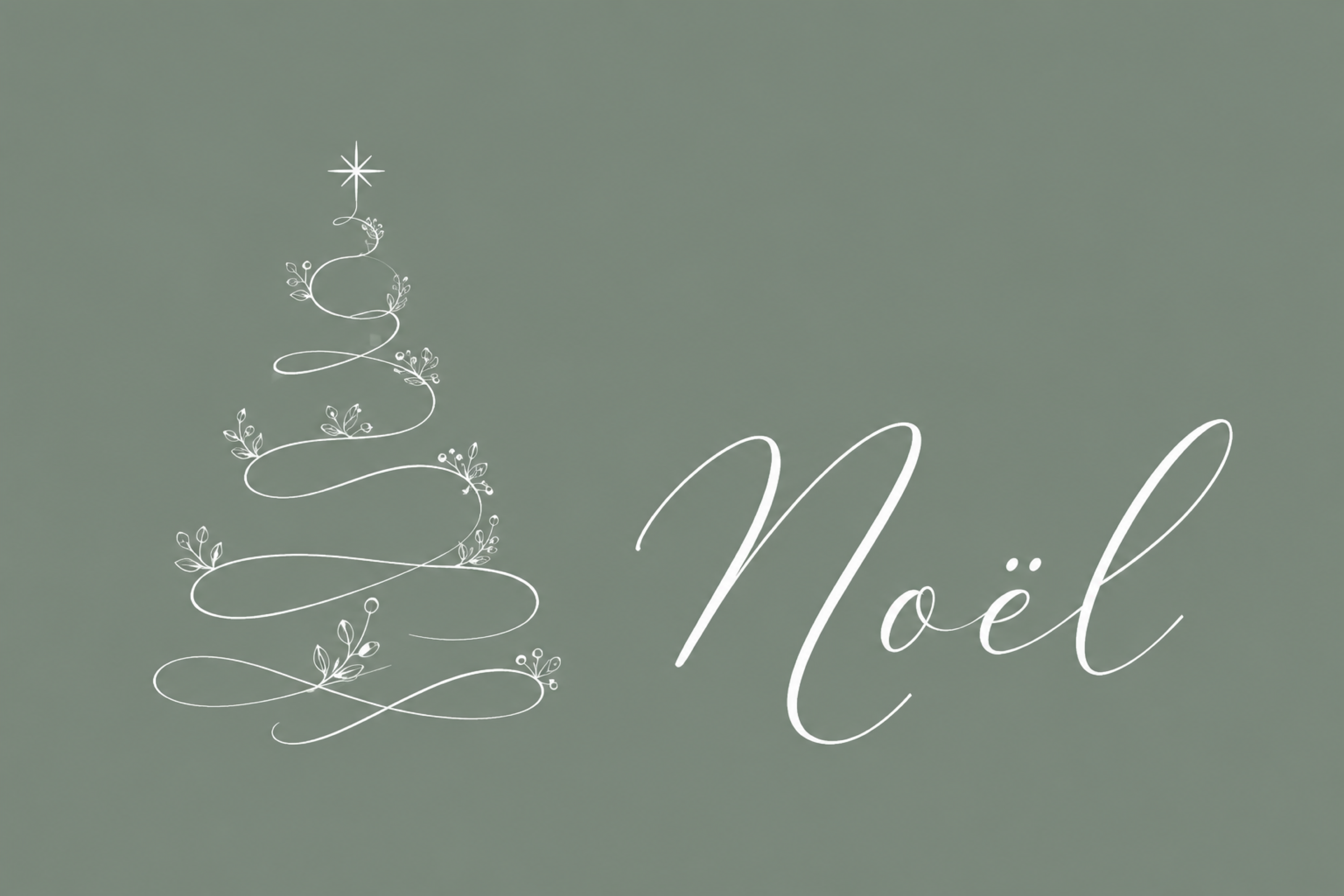 白線のリボンツリーとNoëlのクリスマスメッセージカードイラスト96773に写真・文字を入れる