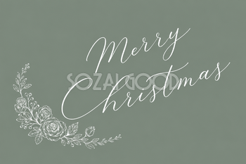 白線のバラと筆記体のクリスマスメッセージカードイラスト96774