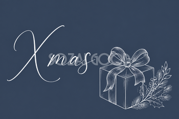 白線のプレゼントとXmasのおしゃれなクリスマスメッセージカードイラスト96789