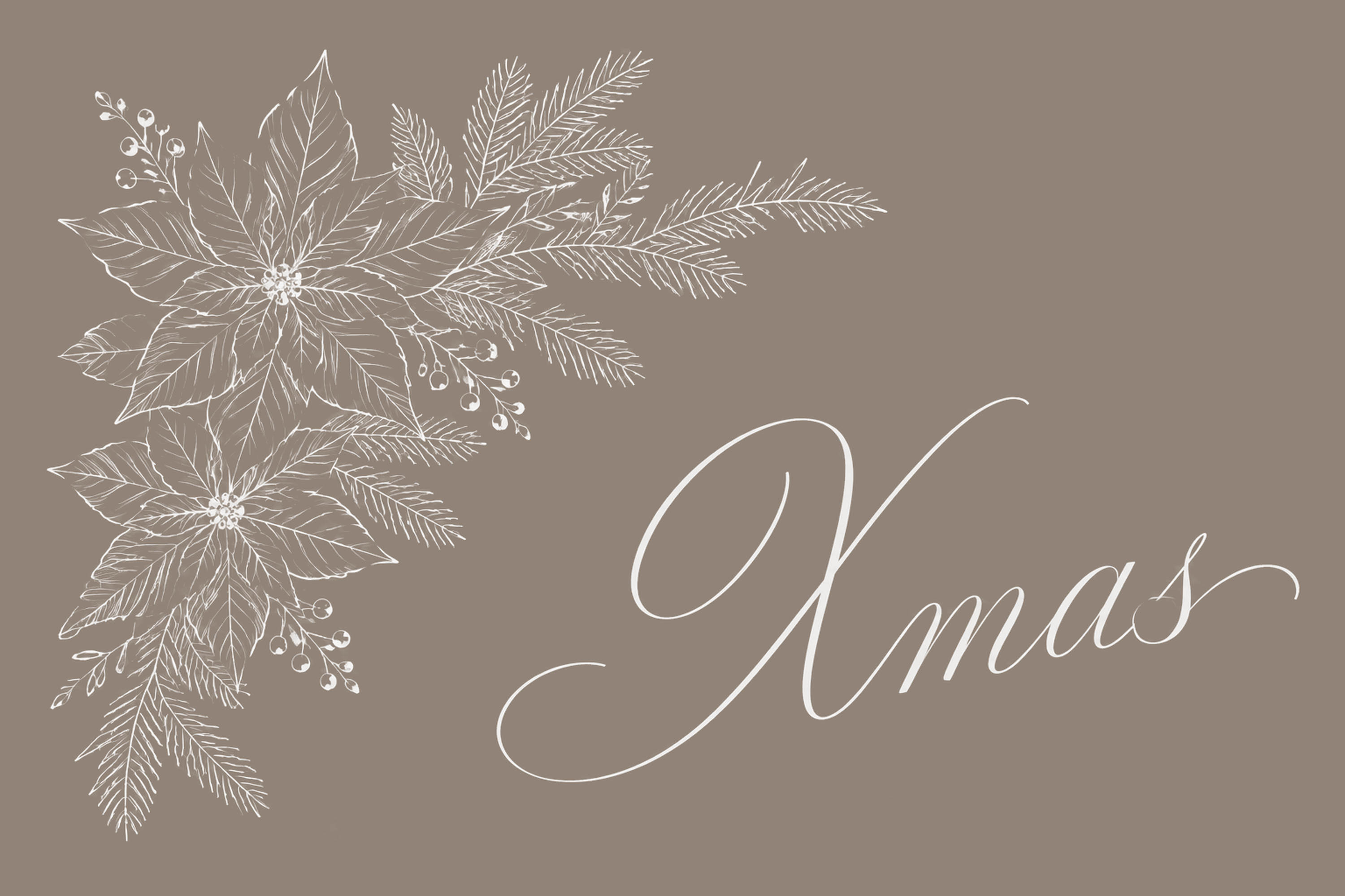 ポインセチアと大きなXmas文字のクリスマスメッセージカードイラスト96800に写真・文字を入れる