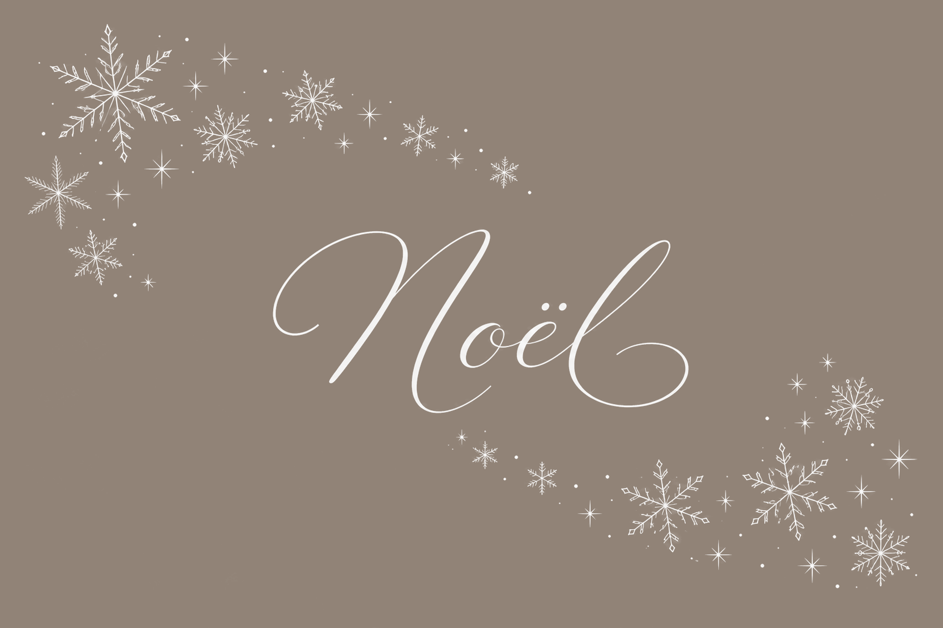 雪の結晶とNoël筆記体のクリスマスメッセージカードイラスト96805に写真・文字を入れる