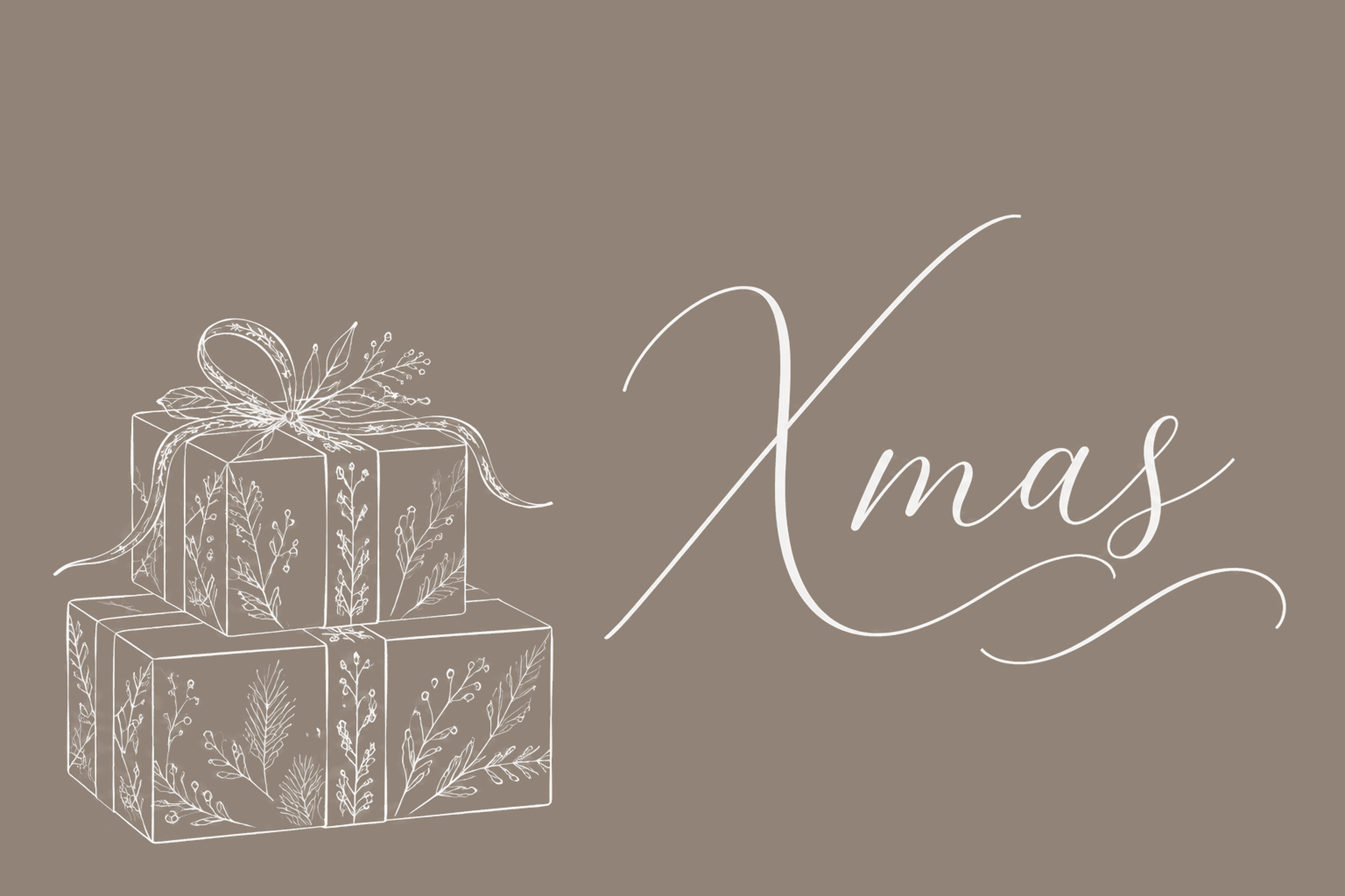 プレゼントと大きなXmas文字のクリスマスカードイラスト96810に写真・文字を入れる