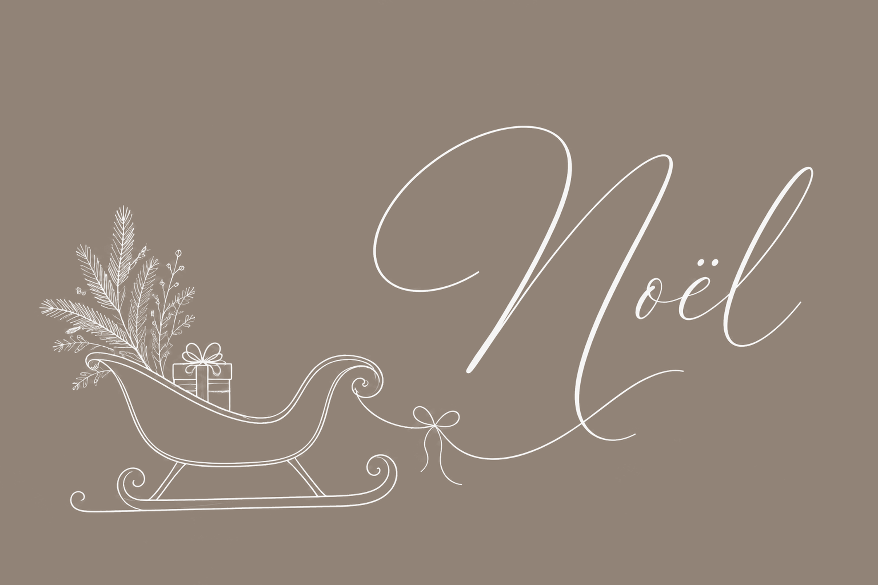 そりとプレゼントのNoëlクリスマスメッセージカードイラスト96812に写真・文字を入れる
