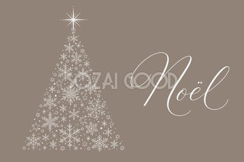 雪の結晶ツリーとNoël文字のクリスマスカードイラスト96817