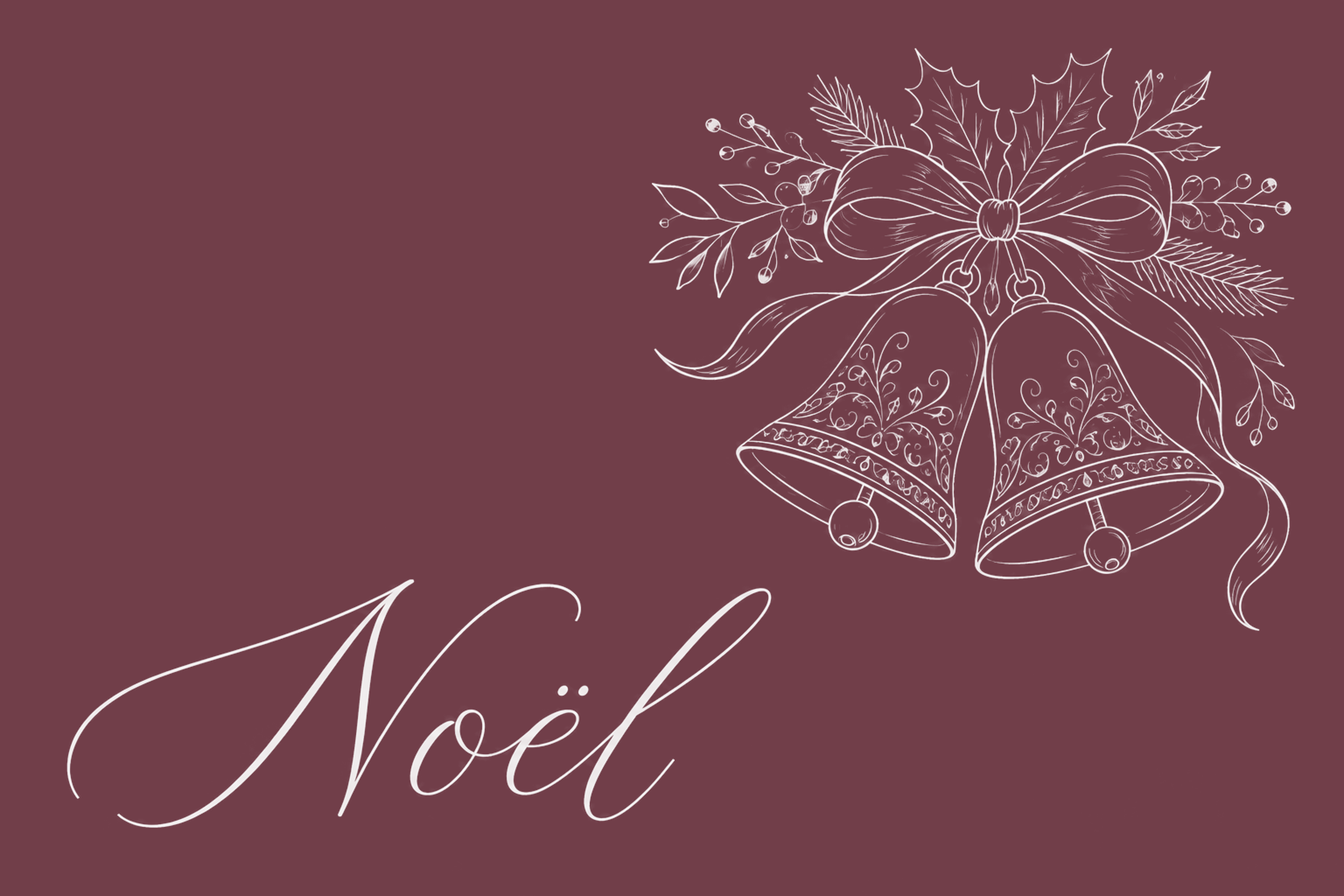 クリスマスベルとリボンのNoëlメッセージカードイラスト96823に写真・文字を入れる