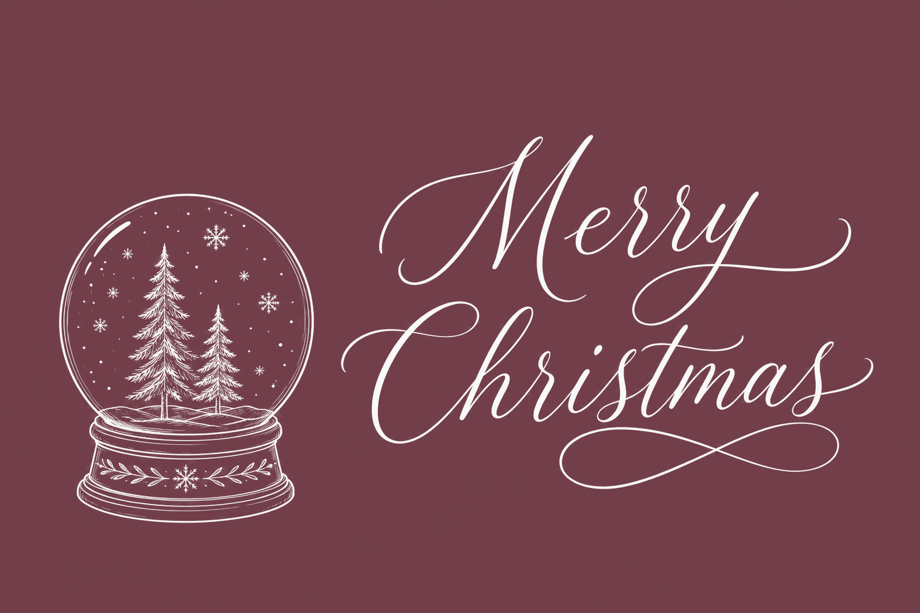 モミの木のスノードームとクリスマスメッセージカードイラスト96830に写真・文字を入れる