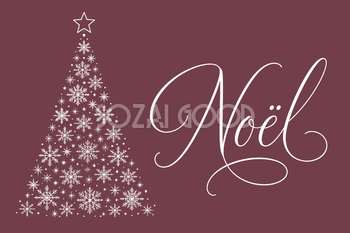 雪の結晶ツリーとNoël文字のクリスマスカードイラスト96838